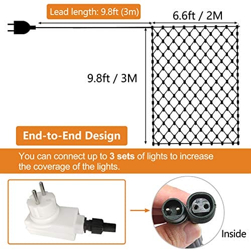 204 diody LED, siatka świetlna na na zewnątrz, 3 m x 2 m, wodoodporna - obrazek 7