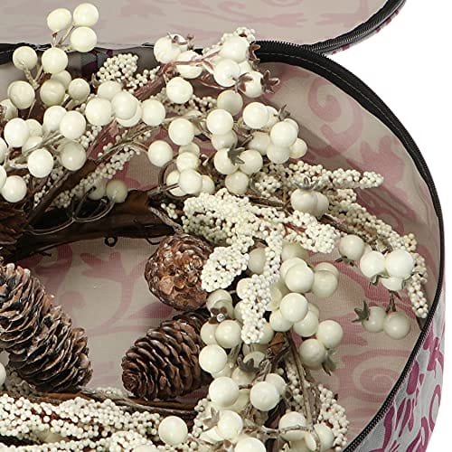 COM-FOUR 2x woreczki do przechowywania wianków i girland - duzy pojemnik z uchwytem do przenoszenia na ozdoby swiateczne, stroiki wielkanocne, wience adwentowe - ozdobny woreczek na wianek - obrazek 2