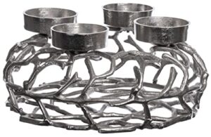 Brandsseller Wieniec adwentowy | Ø 35 cm - wysokość 16 cm | wieniec bożonarodzeniowy | świecznik | dekoracja adwentowa | aluminium | srebrny