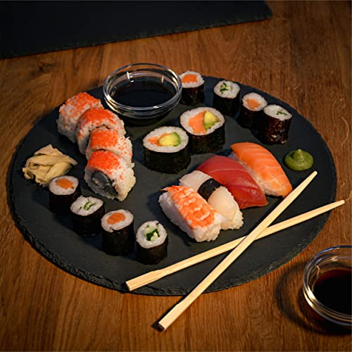 Talerz łupkowy okrągły 30 cm - zestaw 6 talerzy - do serwowania lub de - obrazek 6