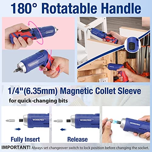 WORKPRO Zestaw narzędzi różowy 18-częściowy z wkrętarką akumulatorową - obrazek 5