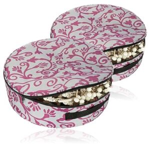 COM-FOUR 2x woreczki do przechowywania wianków i girland - duzy pojemnik z uchwytem do przenoszenia na ozdoby swiateczne, stroiki wielkanocne, wience adwentowe - ozdobny woreczek na wianek