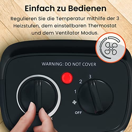 Pro Breeze 2000 W mini ceramic fan heater with cold setting - obrazek 7