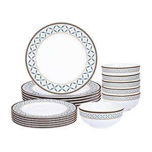 fanquare Zestaw Obiadowy Porcelana, Serwis Obiadowy dla 6 Osób do Zmyw