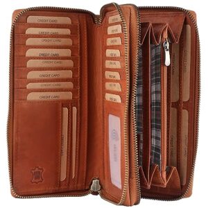 Benthill Damski portfel z prawdziwej skóry XXL, duży portfel z ochroną