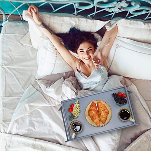 Relaxdays Bamboo Tray Folding Legs Raised Edge for Breakfast - obrazek 8