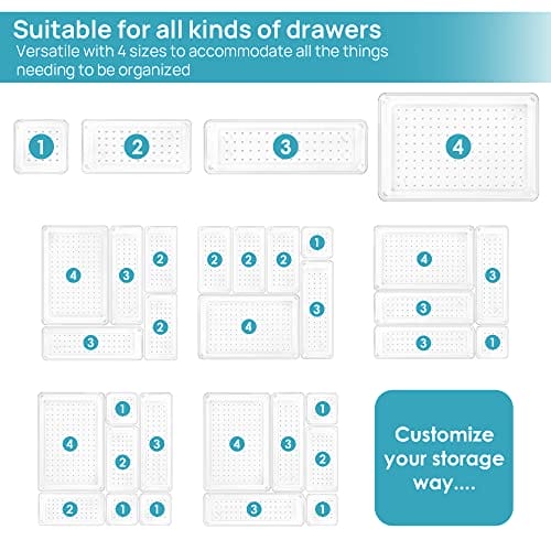 Vtopmart Organizer do szuflad, 4 sztuki, uniwersalny organizer do szuf - obrazek 2