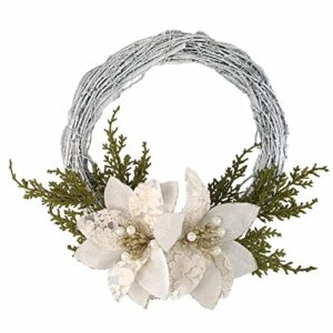 STEFANAZZI Wieniec Świąteczny Made in Italy 35cm z różami Boże Narodzenie bawełna koronki sosna na drzwi ozdoby kominkowe wejście do domu