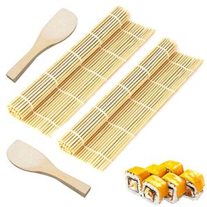 Maty bambusowe 4 sztuki zestaw mat do sushi wrolowane maty - wysoka jakość, łatwa obsługa, łatwe przechowywanie