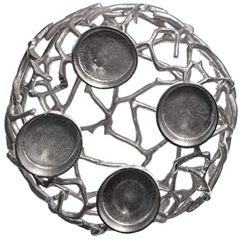 Brandsseller Wieniec adwentowy | Ø 35 cm - wysokość 16 cm | wieniec bożonarodzeniowy | świecznik | dekoracja adwentowa | aluminium | srebrny - obrazek 4