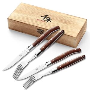 SENBON Zestaw noży do steków i widelców 2 noże 2 widelce