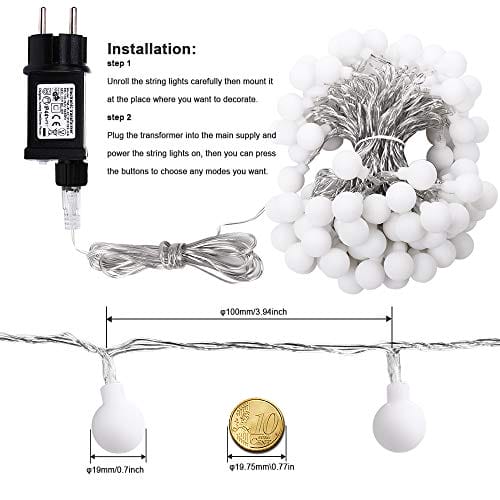 BrizLabs Łańcuch świetlny z 200 diodami LED, do wnętrz, 20 m, ciepła b - obrazek 11