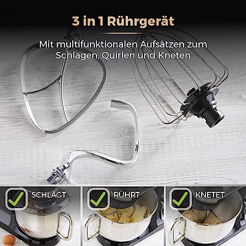 TOWER T12033RG – Elektryczny mikser kuchenny 3-w-1 z dużą misą - Wydajne mieszanie, wielofunkcyjność i łatwe czyszczenie - obrazek 2