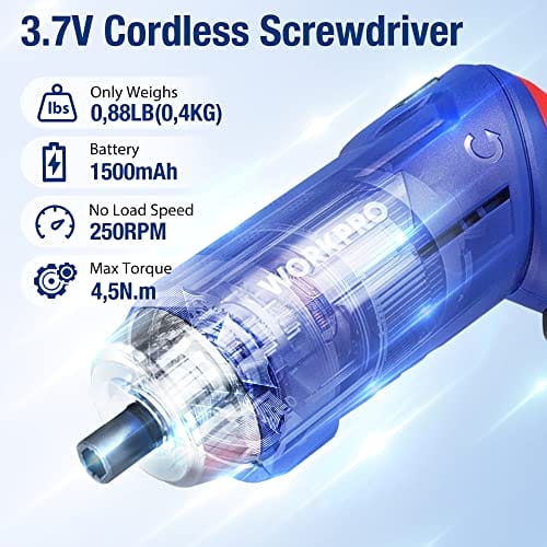 WORKPRO Zestaw narzędzi różowy 18-częściowy z wkrętarką akumulatorową - obrazek 7