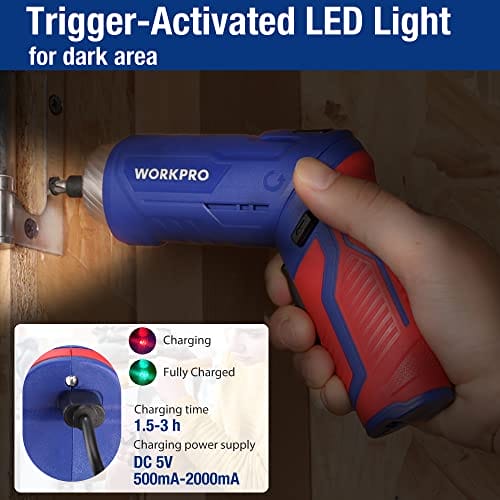 WORKPRO Zestaw narzędzi różowy 18-częściowy z wkrętarką akumulatorową - obrazek 6