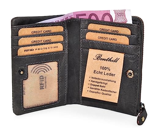 Benthill Mały portfel z prawdziwej skóry – damski portfel z - obrazek 7