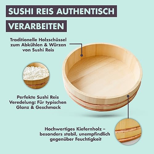 Reishunger miska drewniana Hangiri (średnica 39 cm) - idealna do sushi - obrazek 7