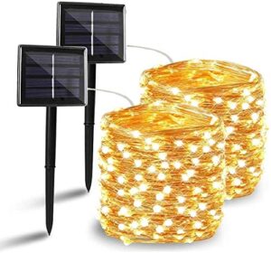 Renohef Solarne łańcuchy świetlne, 200 diod LED, 180 m, wodoodporne, solarne łańcuchy świetlne z 8 trybami oświetlenia, ogrodowe miedziane druty, dekoracyjne światła na taras, bramę, drzewa, ślub,