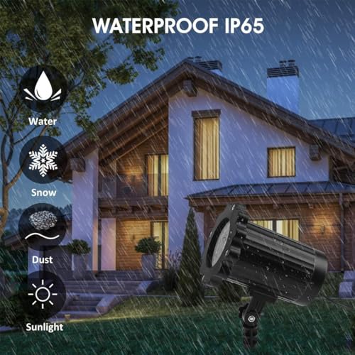 VIFLYKOO Projektor na Boże Narodzenie, do użytku na zewnątrz, płatki śniegu, lampa z pilotem zdalnego sterowania, IP65, wodoszczelna projekcja światła z pięknymi płatkami śniegu, dekoracja wewnątrz i - obrazek 5