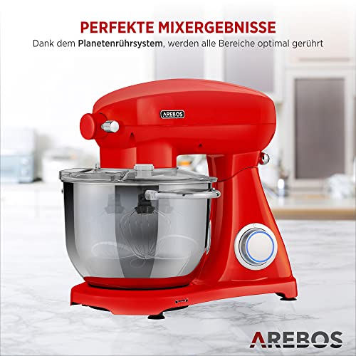 Arebos Profesjonalny robot cukierniczy 1800W Retro | Czerwony |Wielofu - obrazek 5