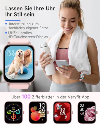 TOOBUR Smart Watch dla kobiet z wbudowanym Alexą 1.8″ Kompatybilny z Androidem iPhone - Monitorowanie zdrowia, długi czas pracy baterii i personalizowalny wygląd - obrazek 2