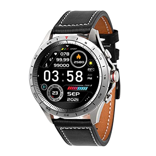 Atlanta Smartwatch 9717/7 dla mężczyzn - tracker fitness, prognoza pogody, krokomierz, skórzany pasek, pomiar ciśnienia krwi, wodoszczelny