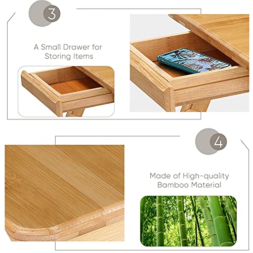 Bambus laptop stół regulowany taca na kolana taca do - obrazek 5