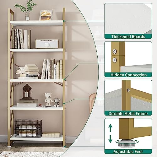 YITAHOME Regał na książki z 5 poziomami przemysłowy regał - obrazek 5