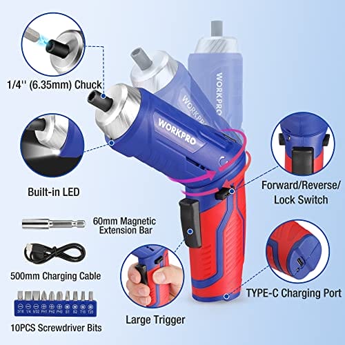 WORKPRO Zestaw narzędzi różowy 18-częściowy z wkrętarką akumulatorową - obrazek 8