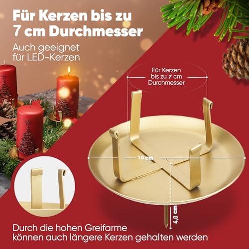 Wtyk do wieńca adwentowego (złoty, Ø do 7 cm - zestaw 4 szt.) - obrazek 6