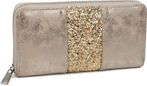 styleBREAKER Portfel z brokatem na całym świecie, zamek błyskawiczny,