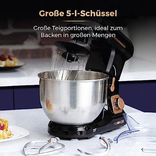 TOWER T12033RG – Elektryczny mikser kuchenny 3-w-1 z dużą misą - Wydajne mieszanie, wielofunkcyjność i łatwe czyszczenie - obrazek 4