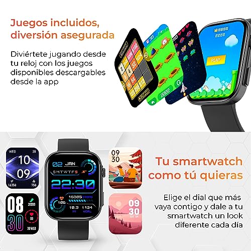 Kontakt Smartwatch Wyświetlacz IPS 2,01" Aut. 5 dni tryby sportowe i zdrowotne, połączenia asystenci głosowi, zanurzalny, czarny - obrazek 3