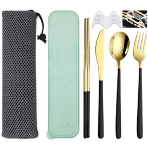 SITAKE 4 Szt.Przenośny Zestaw Sztućców ze Stali Nierdzewnej, Podróżne