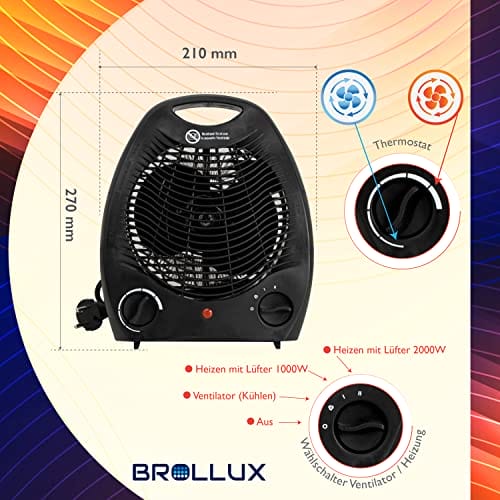 BROLLUX grzejnik elektryczny 2000W przenośny termowentylator VO-W nagr - obrazek 6