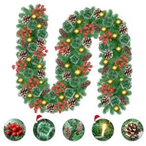 Vothen Wstępnie oświetlona świąteczna girlanda ze światłami na choinkę, schody, kominek, 270 cm