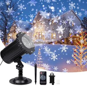 VIFLYKOO Projektor na Boże Narodzenie, do użytku na zewnątrz, płatki śniegu, lampa z pilotem zdalnego sterowania, IP65, wodoszczelna projekcja światła z pięknymi płatkami śniegu, dekoracja wewnątrz i