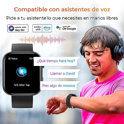 Kontakt Smartwatch Wyświetlacz IPS 2,01" Aut. 5 dni tryby sportowe i zdrowotne, połączenia asystenci głosowi, zanurzalny, czarny - obrazek 6