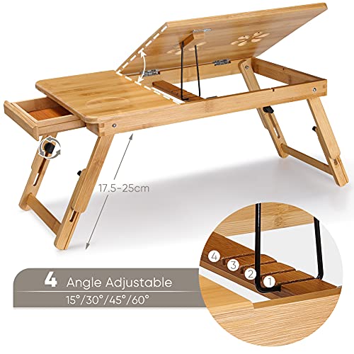 Bambus laptop stół regulowany taca na kolana taca do - obrazek 8