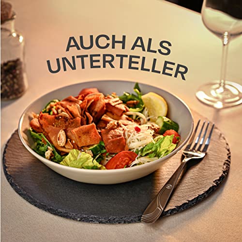 Talerz łupkowy okrągły 30 cm - zestaw 6 talerzy - do serwowania lub de - obrazek 4