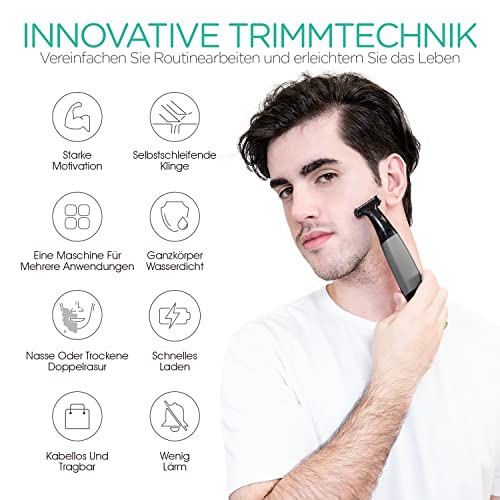 VOYOR Trimmer do brody dla mężczyzn - Precyzyjne golenie, wielofunkcyjny zestaw, wodoodporny, ergonomiczny design, długi czas pracy - obrazek 6