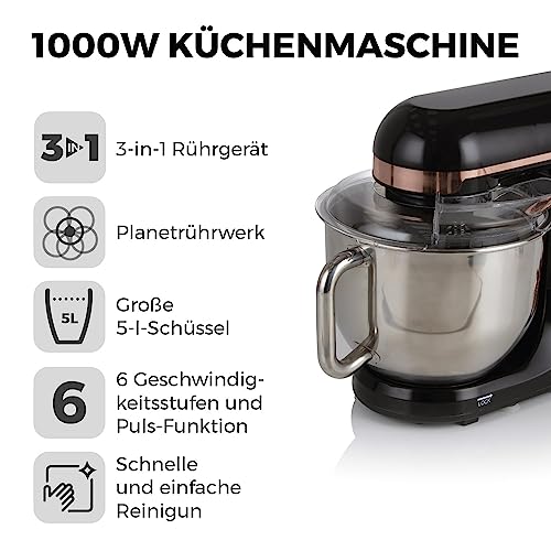TOWER T12033RG – Elektryczny mikser kuchenny 3-w-1 z dużą misą - Wydajne mieszanie, wielofunkcyjność i łatwe czyszczenie - obrazek 7