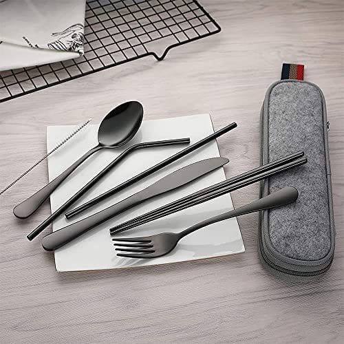 9 sztuk przenośnych przyborów ze stali nierdzewnej zestaw - obrazek 4