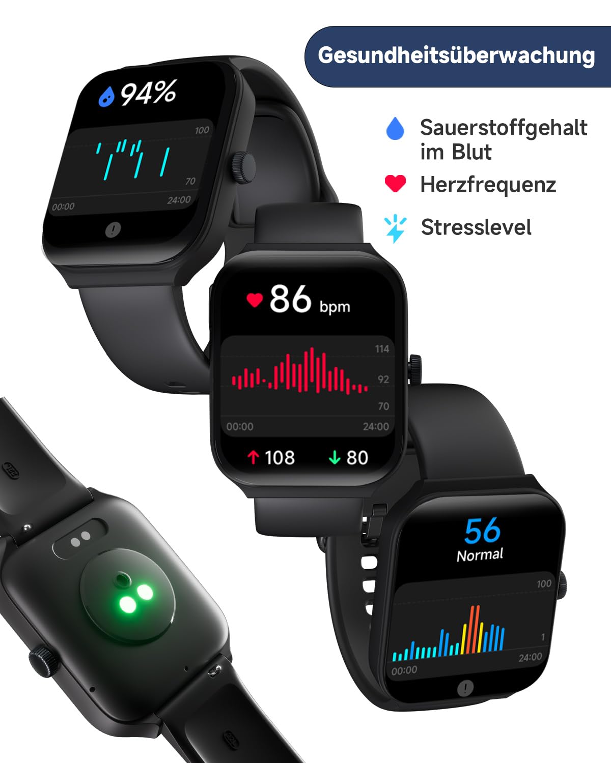 TOOBUR Smart Watch z wbudowanym Alexą 1.95" - Monitor aktywności, wodoodporny, z pulsometrem i funkcją snu - Kompatybilny z Androidem i iOS - obrazek 6