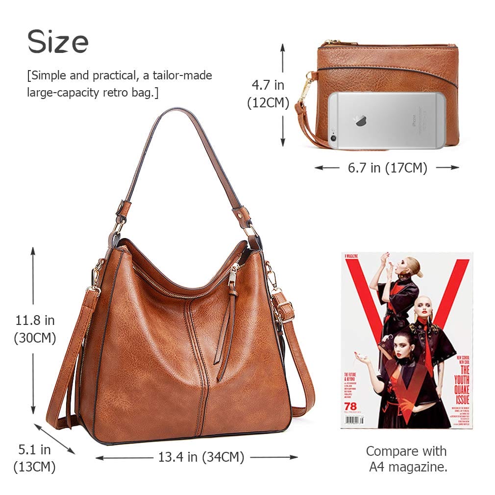 Zestaw torebek damskich, duża skóra PU, torba na ramię i portfel, eleg - obrazek 7