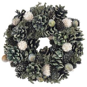 Ideen mit Herz Wieniec dekoracyjny na Boże Narodzenie i zimę (różne, połyskujące szyszki jodłowe – Ø 25 cm)
