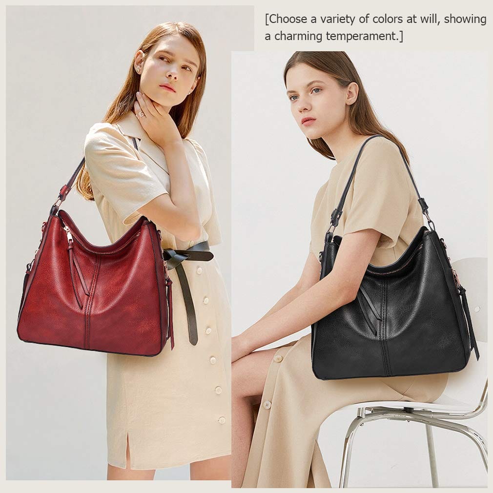 Zestaw torebek damskich, duża skóra PU, torba na ramię i portfel, eleg - obrazek 2