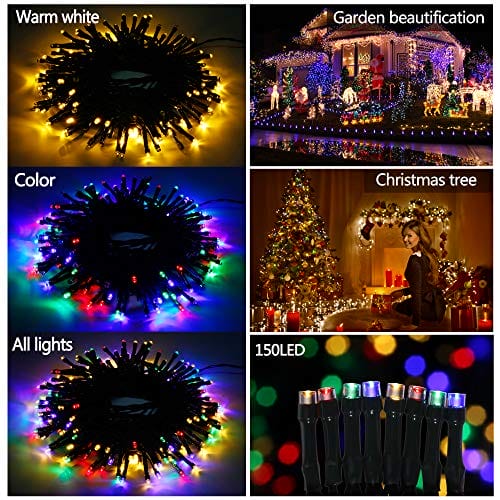 BOWKA łańcuch świetlny 15 m, 150 diod LED, możliwość ściemniania, 3 tryby świecenia: ciepła biel/RGB/ciepła biel i światło RGB, timer 4/8 godzin, wodoszczelny, nastrojowe światła do pokoju, na Boże - obrazek 9