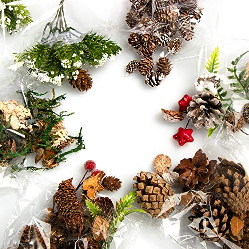 COM-FOUR® 6x ozdoby swiateczne w woreczku ze rozkami, galazkami i mche - obrazek 3