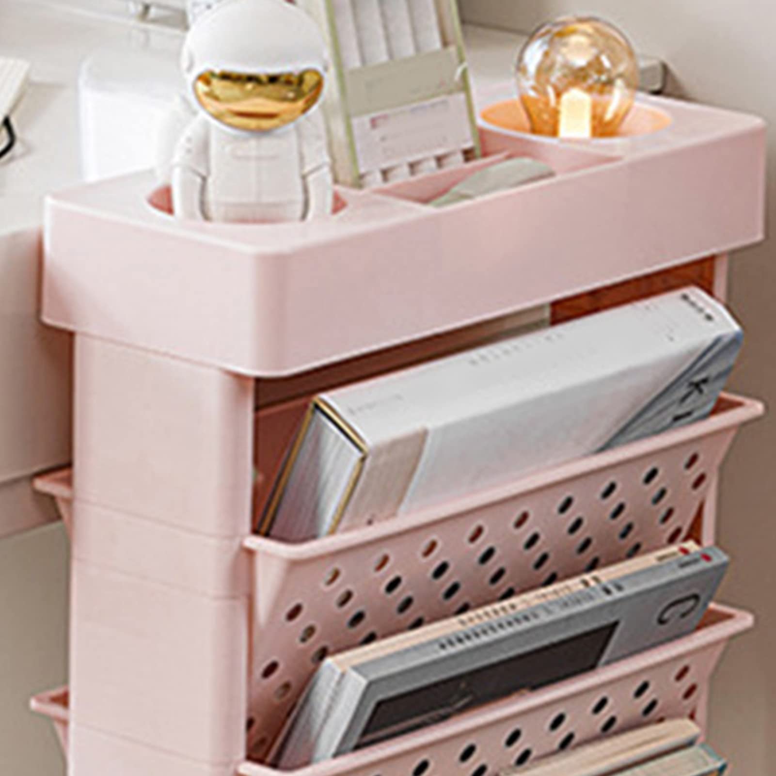 5 Poziomów Zdejmowany Mobilny Wózek na Książki z Kółkami - obrazek 9